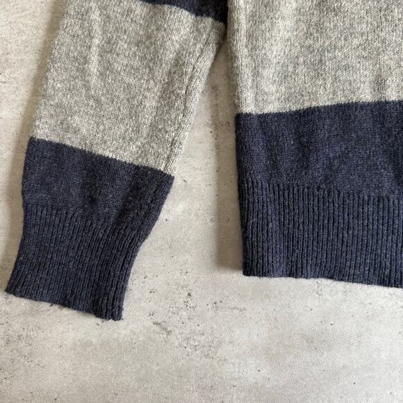 Kenar navy blue and gray striped wool sweater size large - Picture 5 of 7